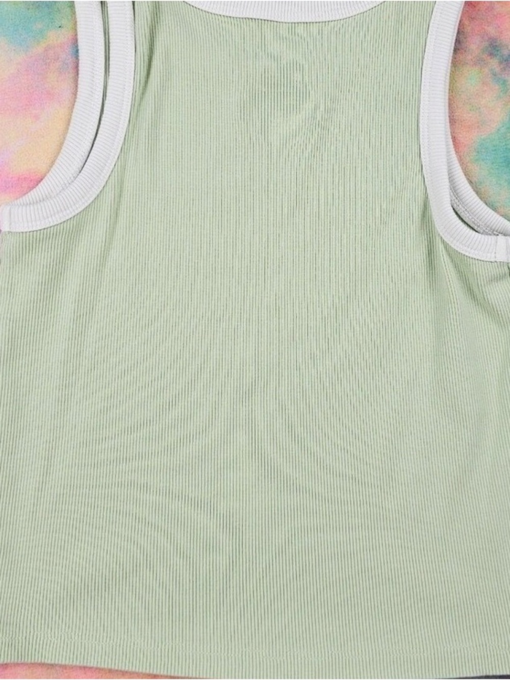 Light Green Ribbed Tank Top - Unbranded